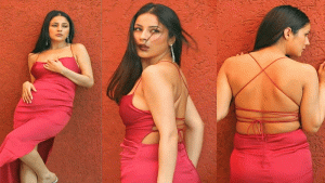 Shahnaz Gill backless dress