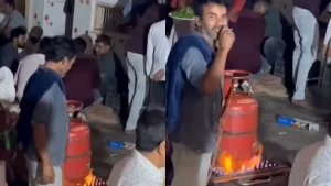 Viral News: 'Man is heating cylinder on fire, not food', video going viral news in hindi