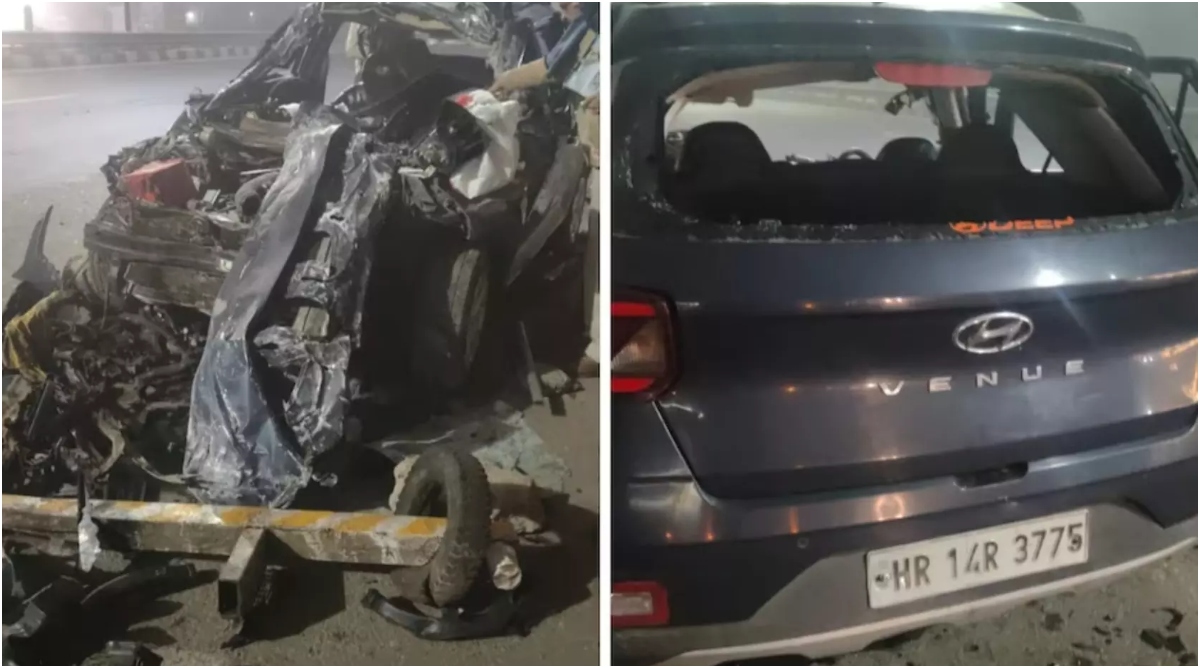Photo of दर्दनाक सड़क हादसा, दिल्ली पुलिस के दो इंस्पेक्टरों की मौत, चकनाचूर हुई गाड़ी