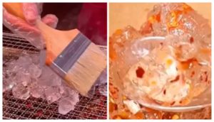 Viral Food Trend China This food trend of China has shocked the public, people are eating grilled ice cubes by adding red chillies, video goes viral