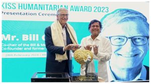 Bill Gates receives KISS Humanitarian Award from Founder Achyut Samant