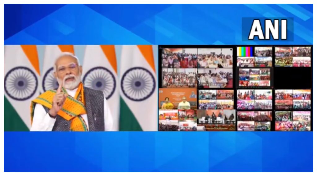 PM addresses people during inauguration of Amrit Bharat Railway stations