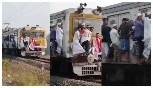 West Bengal Local TrainPeople hanging on the mirror of the train, video went viral