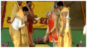 pm modi lays foundation stone of shri kalki dham in sambhal up acharya pramod krishnam