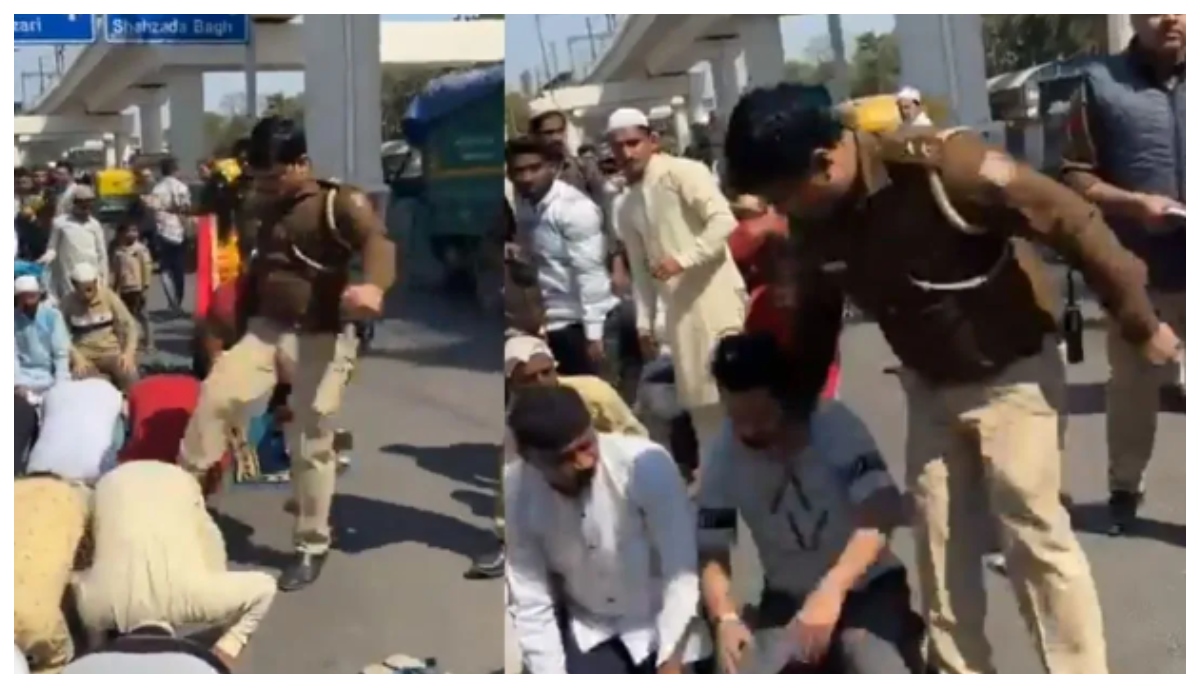 Delhi Police People offering Namaz on the roadside were kicked, video of policeman goes viral