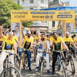 पूर्वी दिल्ली में ‘‘आप’’ ने साइकिल रैली निकाल ‘जेल का जवाब वोट से’ देने की अपील की