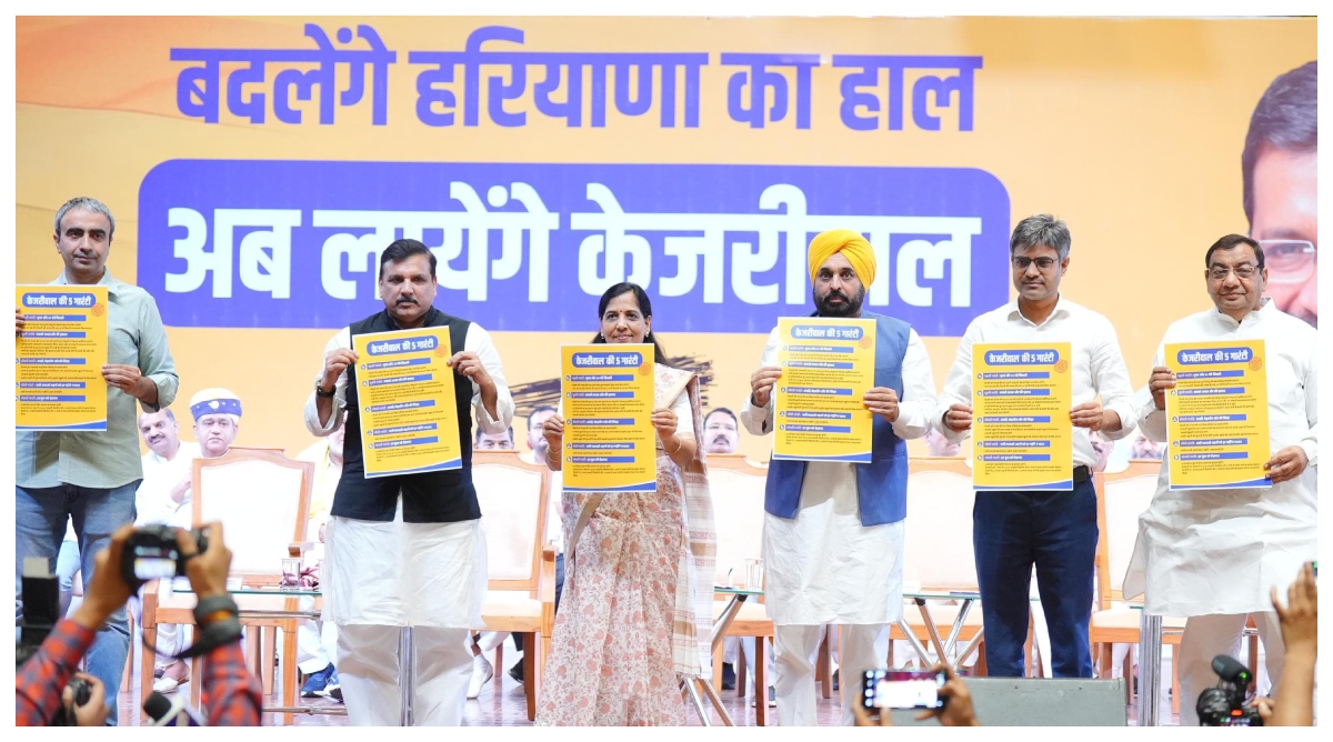 Photo of हरियाणा विधानसभा चुनाव से पहले AAP ने दी 5 गारंटी…फ्री शिक्षा, फ्री बिजली और हर महीने 1000 रुपये का वादा
