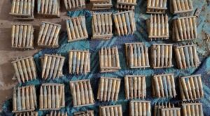 Large number of gun cartridges