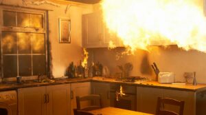 Fire in a house