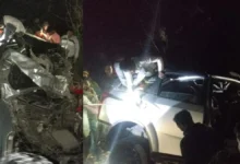 Photo of शादी के बाद देवदर्शन जा रहे कपल की कार ट्रक से टकराई, 5 की मौत